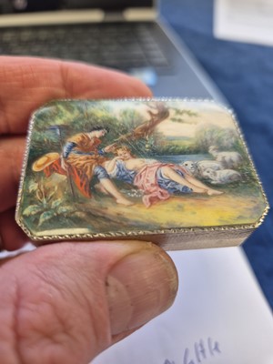 Lot 490 - Three Art Deco Austrian silver painted enamel decorated compacts