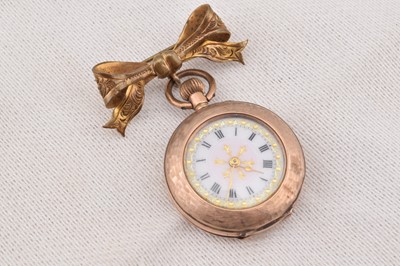 Lot 508 - A late 19th Century 9K marked continental open faced lady's fob watch