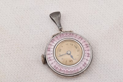 Lot 509 - A George V silver and enamel open faced lady's fob watch