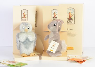 Lot 5 - Two Steiff limited edition Owl and Rabbit soft toys from the Classic Pooh Collection