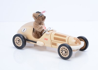 Lot 94 - A Steiff limited edition Teddy bear with Silver Arrow Mercedes Car