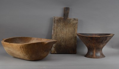 Lot 184 - Three 19th century and later items of primitive treen