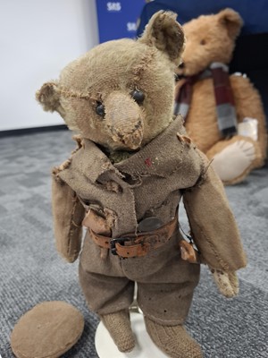 Lot 170 - Captain Bruiny, a rare Steiff teddy bear, circa 1908, home dressed in 1st World War British uniform and provenance