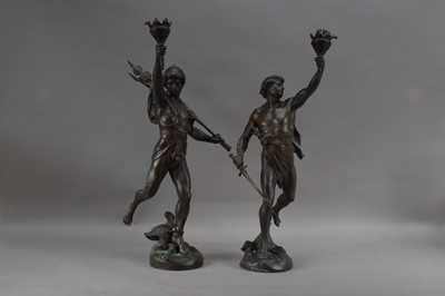 Lot 193 - Two cast spelter sculptures of classical Greek men