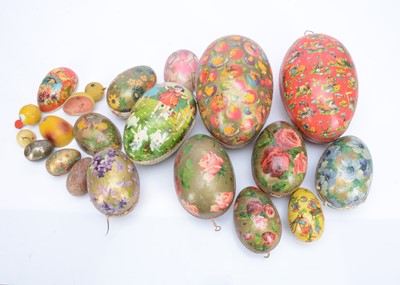 Lot 325 - German chromolithographic paper covered cardboard Easter eggs, 1910-30s