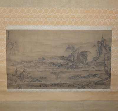 Lot 212 - A Meiji period Japanese hanging scroll