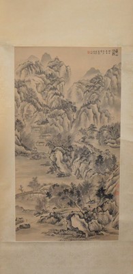 Lot 214 - Two late Meiji period Japanese hanging scrolls