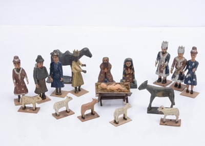 Lot 399 - An interesting carved wooden Nativity