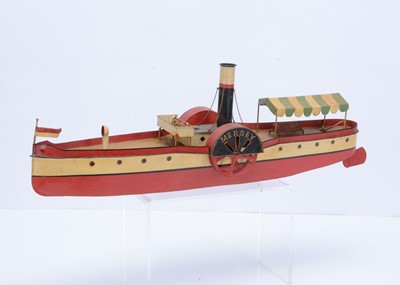 Lot 413 - A painted tinplate toy paddle steamer ‘Mersey’ in the antique style