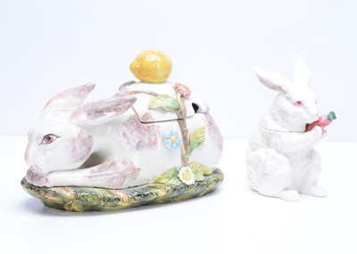 Lot 451 - An Italian pottery rabbit turren