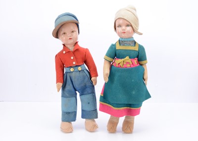 Lot 513 - A post-war Dean's Rag Book Co Dutch Boy and Girl doll, circa 1948