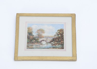 Lot 543 - A miniature dolls’ house water colour of Eggleston Bridge, Teesdale by C.F. Incham