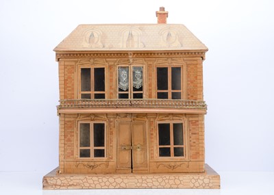 Lot 557 - A rare late 19th century paper covered wooden collapsable dolls’ house