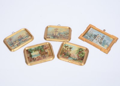 Lot 565 - Five gilt metal dolls’ house pictures