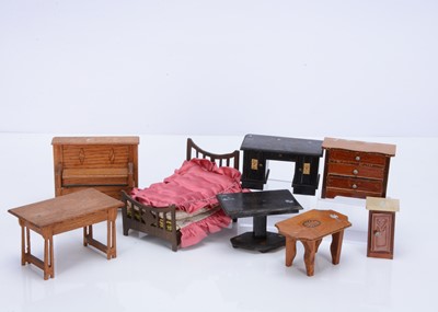 Lot 582 - German wooden dolls’ house furniture