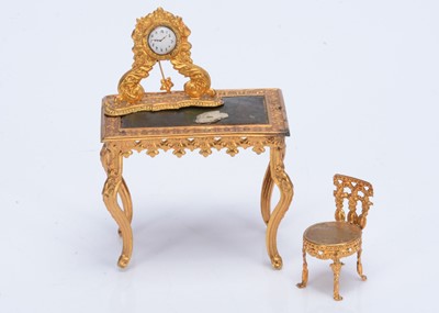 Lot 603 - German gilt metal  dolls’ house items