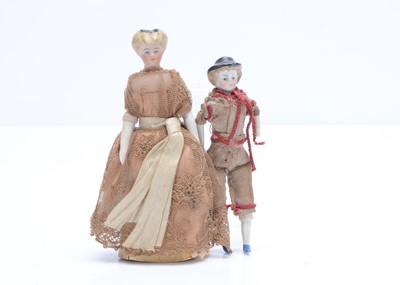 Lot 672 - Two German 19th century dolls’ house dolls