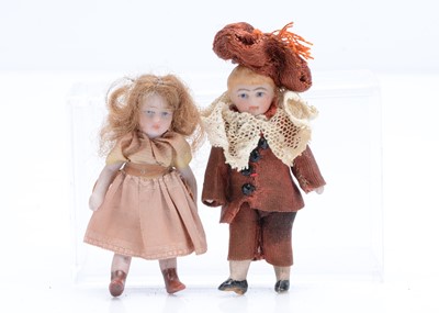 Lot 685 - Two German all-bisque dolls’ house child dolls