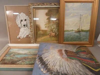 Lot 249 - Five 20th century paintings