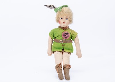 Lot 728 - A rare Chad Valley Robin Hood from Babes in the Wood pantomime cloth doll, 1933/34