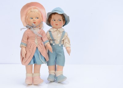 Lot 740 - A pair of Chad Valley dolls Little Bo Peep and Little Boy Blue, 1930s