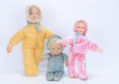 Lot 783 - Three British baby bunting cloth dolls