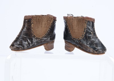 Lot 827 - A pair of French fashion doll heeled boots