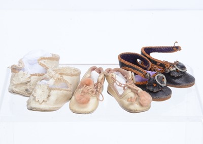 Lot 830 - Three small pairs of dolls’ shoes