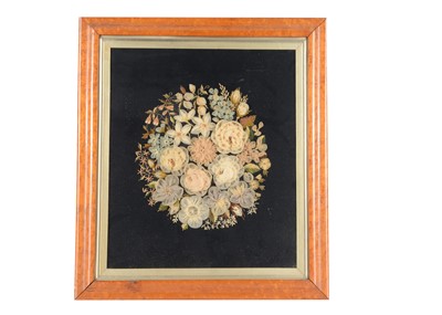 Lot 838 - Two wool samplers and a silk muslin floral picture