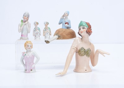 Lot 947 - Six Art Deco pin cushion/half dolls