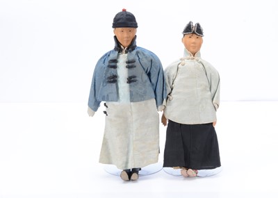 Lot 957 - Two Door of Hope Mission carved wooden Chinese dolls