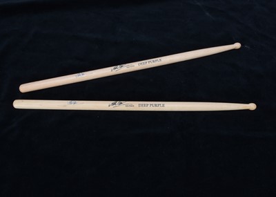 Lot 312 - Ian Paice Drumsticks / Signatures