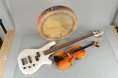 Lot 532 - Bass Guitar / Violin / Hand Drum