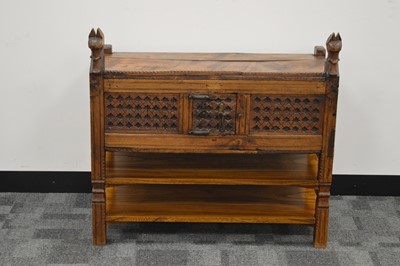 Lot 355 - A 20th century hardwood Indian cabinet