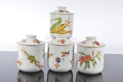 Lot 103 - A set of four modern Royal Worcester porcelain Evesham pattern storage jars