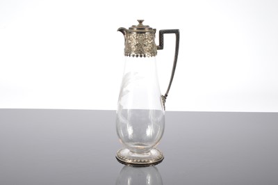 Lot 111 - A nice Victorian glass and silver mounted claret jug by CE