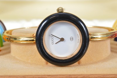 Lot 136 - A c1980s Gucci lady's gold plated quartz wristwatch