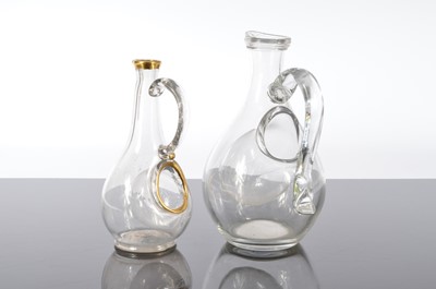 Lot 137 - Two nice vintage hand blown glass Sauternes carafes