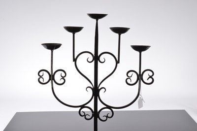 Lot 154 - A pair of nice wrought iron floor standing candelabra