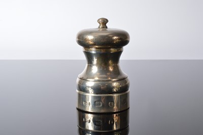 Lot 173 - A second half 20th century silver pepper mill by DB