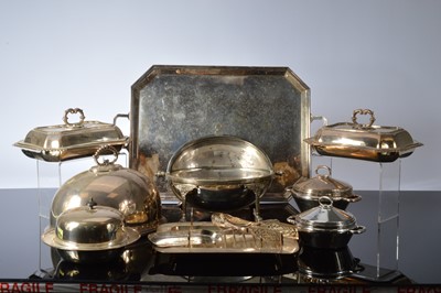 Lot 186 - A collection of Victorian and 20th century silver plated table ware and serving items