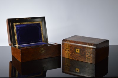 Lot 188 - Two Victorian walnut work boxes