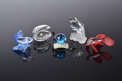 Lot 196 - Five Swarovski Crystal sea related sculptures