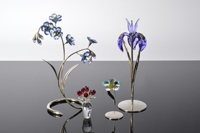 Lot 197 - Four Swarovski Crystal flower sculptures