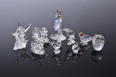 Lot 198 - Nine small Swarovski Crystal bird sculptures