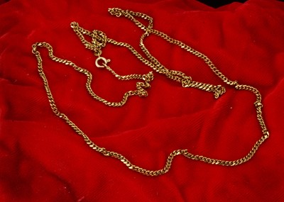 Lot 207 - A continental 14k marked yellow gold curb linked necklace