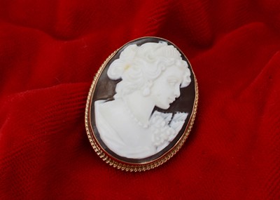 Lot 224 - A shell carved 9ct gold cameo brooch/pendant