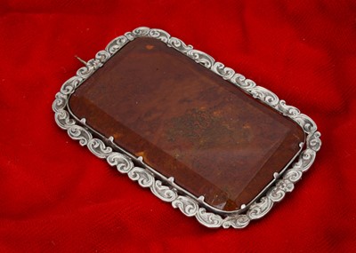 Lot 230 - A large Victorian silver and red jasper ware brooch