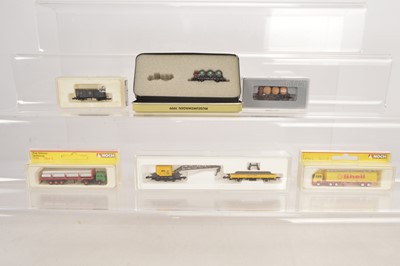 Lot 11 - Marklin Miniclub Z Gauge and Noch Freight Wagons and Haulage Models (6)