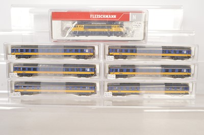 Lot 21 - Fleischmann N Gauge Dutch Railways Electric Locomotive and Coaches